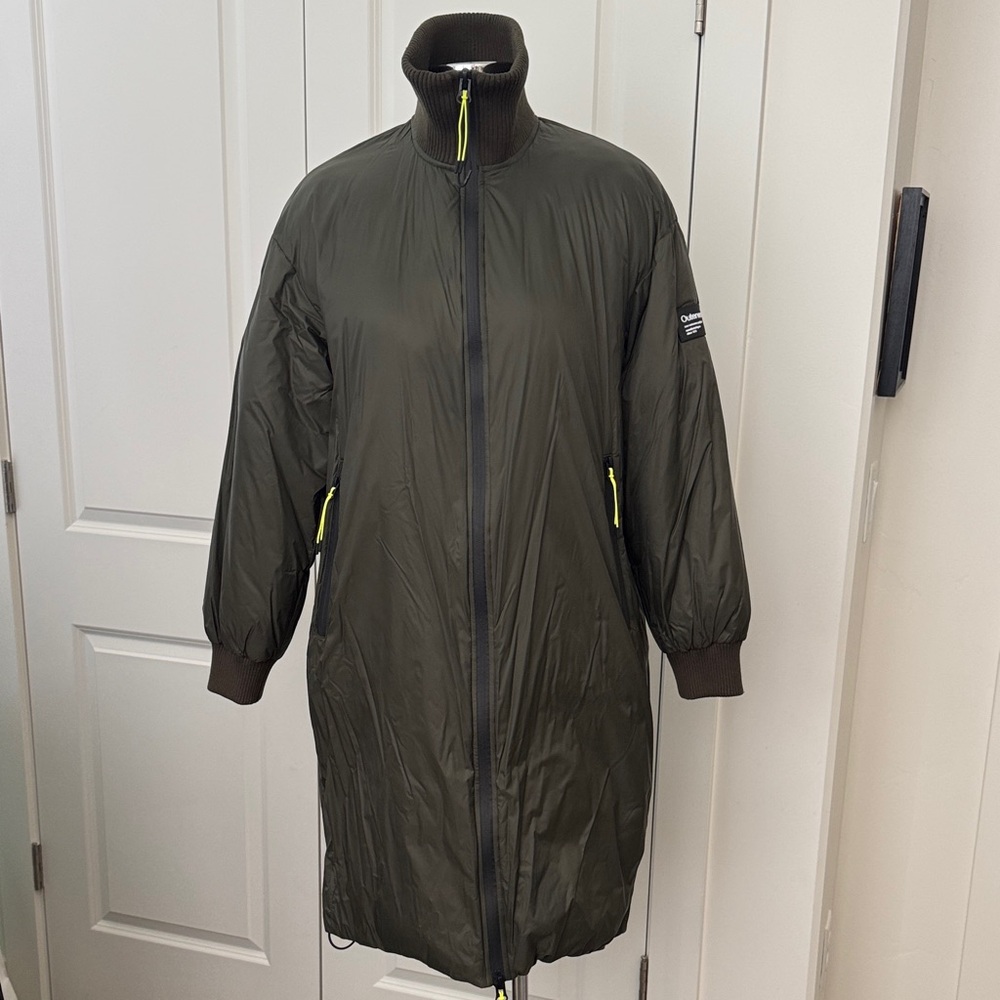 Zara Dark Olive Green Long Puffer Coat M